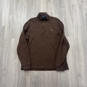 Polo Ralph Lauren 1/4 Zip Men's Large Brown Sweater Pullover Pony Logo Preppy